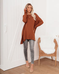 Holiday Weekend Cotton Long Sleeve Tunic - Rust Oshnow