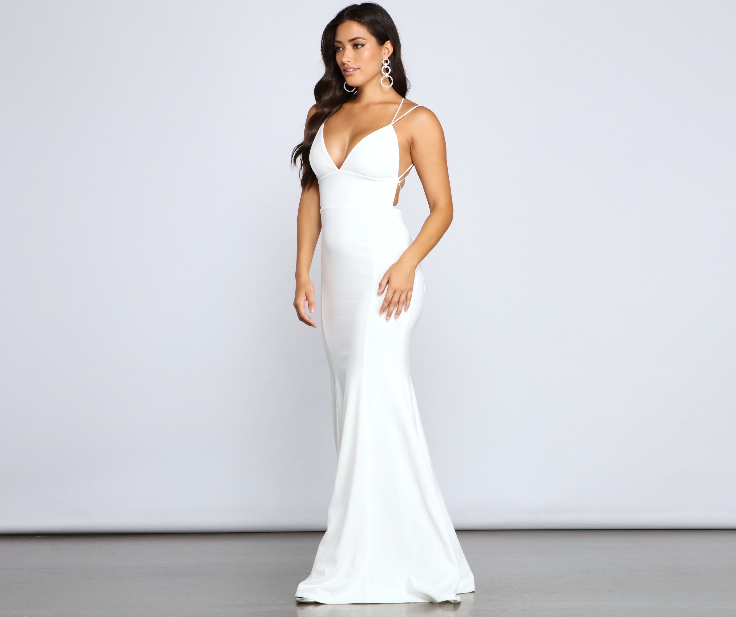 Holly Lace-Up Back Mermaid Dress Oshnow