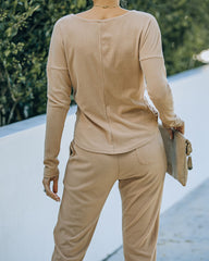 Homey Twist Front Knit Top - Latte Oshnow