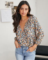 Hopyard Floral Split Neck Blouse Oshnow