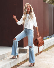 Horizon Long Sleeve Knit Top - White Oshnow