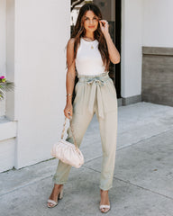 Howie High Rise Pocketed Trousers - Sage Oshnow