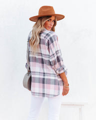 Huckson Cotton Plaid Button Down Top - Pink Grey Oshnow