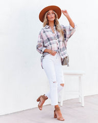 Huckson Cotton Plaid Button Down Top - Pink Grey Oshnow