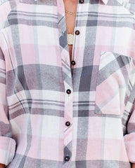 Huckson Cotton Plaid Button Down Top - Pink Grey Oshnow