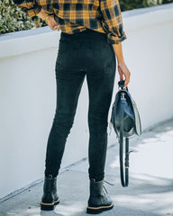 Hudson High Rise Faux Suede Legging - Black Oshnow