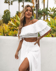 Huma Cotton Off The Shoulder Crop Top - White Oshnow