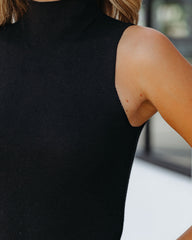 Hunter Sleeveless Mock Neck Knit Bodysuit - Black Oshnow