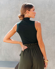 Hunter Sleeveless Mock Neck Knit Bodysuit - Forest Green - SALE Oshnow
