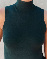 Hunter Sleeveless Mock Neck Knit Bodysuit - Forest Green - SALE Oshnow