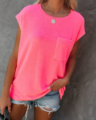 Hypnotic Knit Pocket Tee - Neon Pink Oshnow