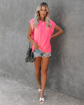 Hypnotic Knit Pocket Tee - Neon Pink Oshnow