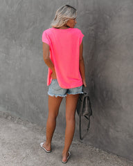 Hypnotic Knit Pocket Tee - Neon Pink Oshnow