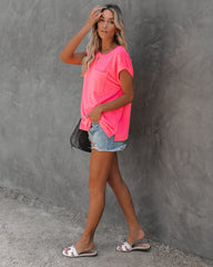 Hypnotic Knit Pocket Tee - Neon Pink Oshnow
