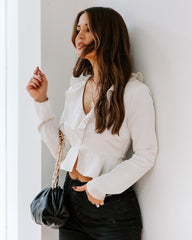 I Choose You Satin Crop Ruffle Blouse Oshnow