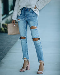 Memento High Rise Distressed Denim