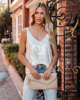 Ibiza Sequin Criss Cross Cami Tank Oshnow