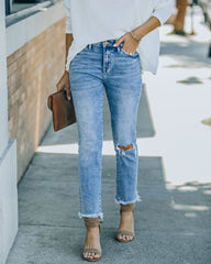 Improv High Rise Distressed Slim Straight Denim Oshnow