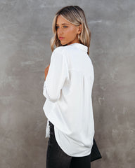 Impulse Satin Button Down Blouse - White Oshnow