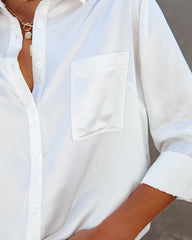 Impulse Satin Button Down Blouse - White Oshnow