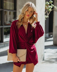In The Mix Twist Front Knit Romper - Wine Oshnow