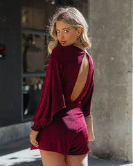 In The Mix Twist Front Knit Romper - Wine Oshnow
