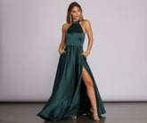 India Satin Tie Neck Gown Oshnow