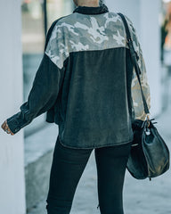 Indio Tencel Button Down Camo Top Oshnow