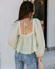 Indra Square Neck Crop Blouse - Sage Oshnow