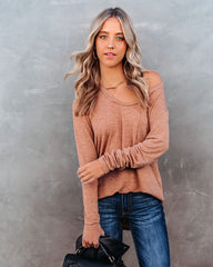 Infinity Cotton Blend Long Sleeve Pocket Top - Mocha Oshnow