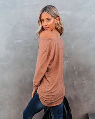 Infinity Cotton Blend Long Sleeve Pocket Top - Mocha Oshnow