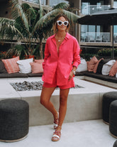 Infinity Cotton Pocketed Shorts - Fuchsia Oshnow