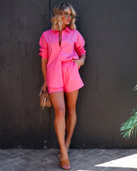 Infinity Cotton Pocketed Shorts - Hot Pink Oshnow