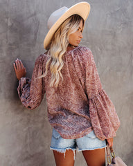 Ins And Outs Lantern Sleeve Metallic Detailed Blouse - Clove Oshnow