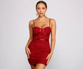 Instant Spark Ruched Mesh Mini Dress Oshnow