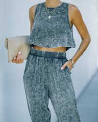 Interval Cotton Blend Acid Wash Crop Top Oshnow