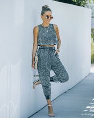 Interval Cotton Blend Acid Wash Crop Top Oshnow