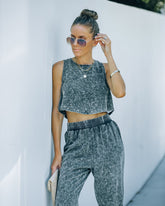 Interval Cotton Blend Acid Wash Crop Top Oshnow