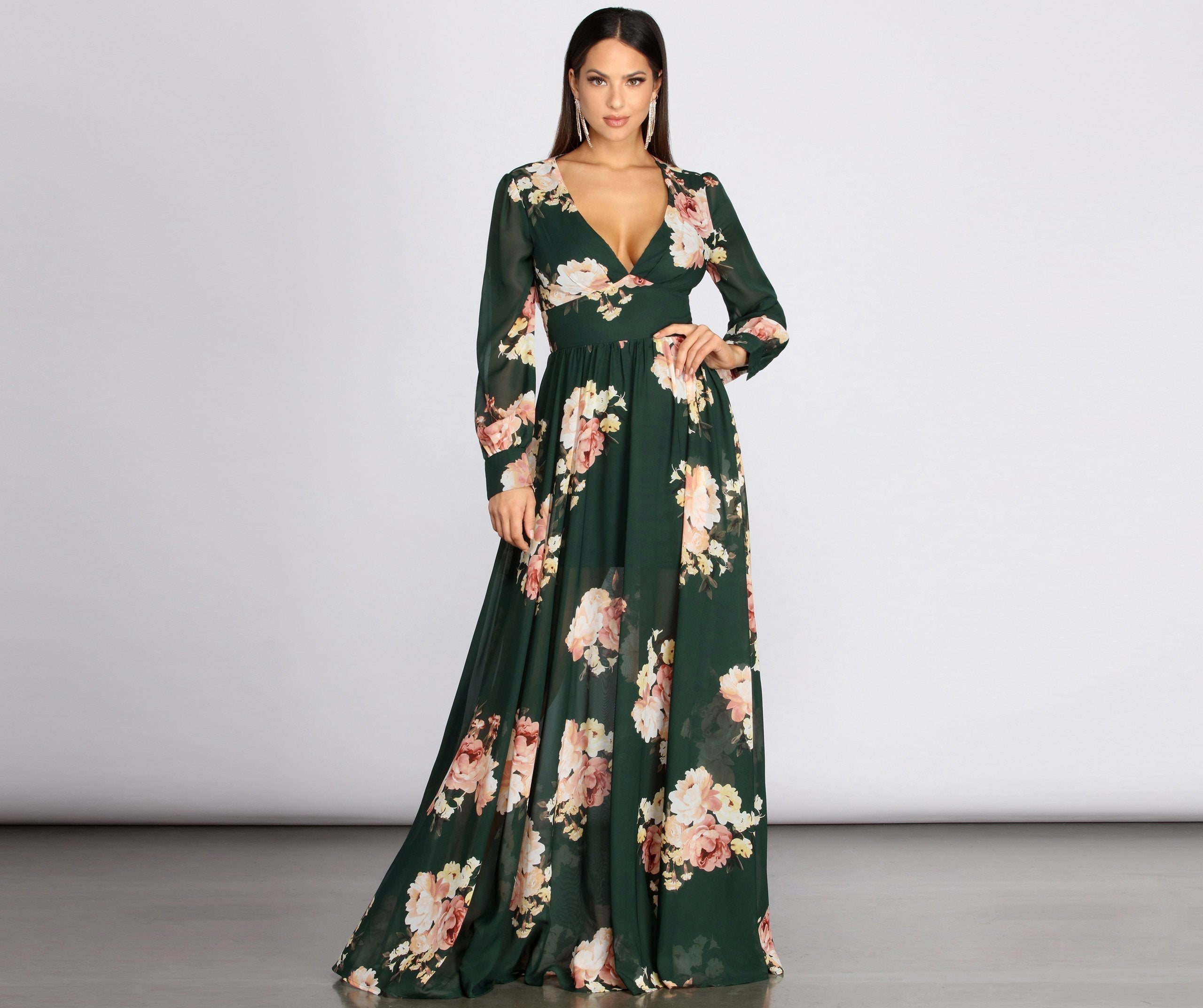 Irina Floral Chiffon A-Line Dress Oshnow