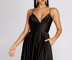 Isabelle Satin A-Line Dress Oshnow