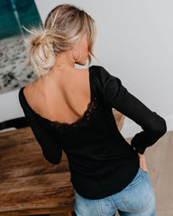 Isn'T It Romantic Lace Henley Top - Black Oshnow
