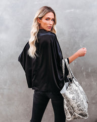 Isn't She Lovely Satin Drape Blouse - Black Oshnow