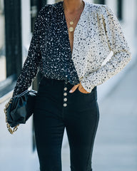 It's All Black + White Contrast Drape Bodysuit Oshnow