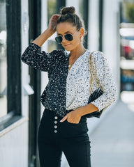 It's All Black + White Contrast Drape Bodysuit Oshnow