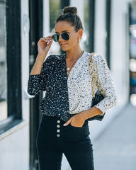 It's All Black + White Contrast Drape Bodysuit Oshnow