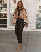 Ivanka Printed Button Down Blouse Oshnow