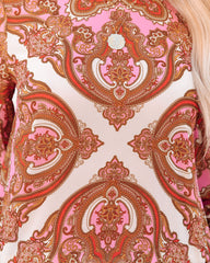 Ivanna Printed Smocked Blouse - Pink Multi Oshnow