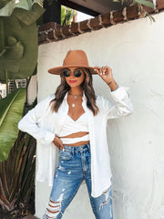 Izabel Spotted Button Down Blouse - White Oshnow