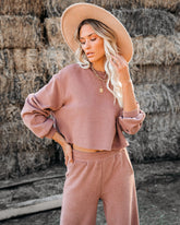 Izzy Cotton Blend Cropped Long Sleeve Top - Mocha Oshnow