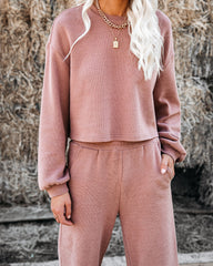 Izzy Cotton Blend Cropped Long Sleeve Top - Mocha Oshnow